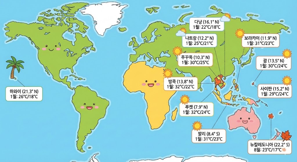 주요휴양지위도기온